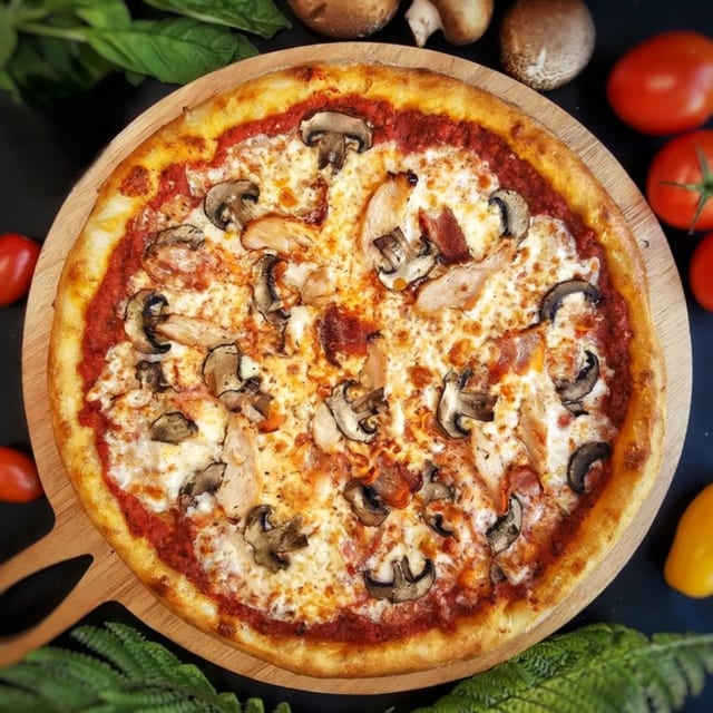 Halal Carbonara Pizza.
